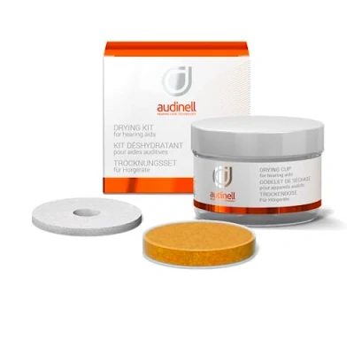 Image of Audinell Hearing Aid Drying Box 1 Large Capsule 63 mm with Colour Indicator for Approx. 3 Months Cup Sails and Aids