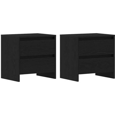 Image of vidaXL Bedside Cabinet 2 pcs Black Oak 45x34x44,5 cm Engineered Wood