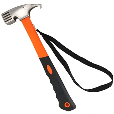 Image of Eidoct Camping Hammer Tent Peg Puller, Outdoor Multifunction High Carbon Steel Hook Angle Design Pegs Stake Nail Puller Remover with for Picnic (orange)