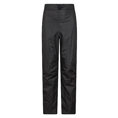 Image of Mountain Warehouse Spray Mens Waterproof Overtrousers Lightweight Ripstop Rain Pants with Half Zip Side Legs for Autumn, Winter &amp; Outdoors Black XXL