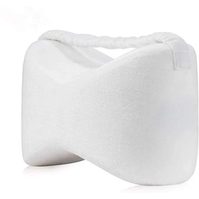 Image of MantraRaj Comfort Therapy Knee Pillows Memory Foam Leg Pillow with Elastic Strap for Side Sleepers Sciatica Pain Relief Back Pregnancy Hip and Joint Washable Cover