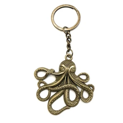 Image of Onlineworld2013 Keyring octopus bronze metal pendant charm