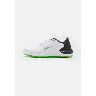 Image of Puma Golf Phantomcat Nitro + shoes, Men&#039;s, Size: 6, white/black/fluro green pes leather and imitation