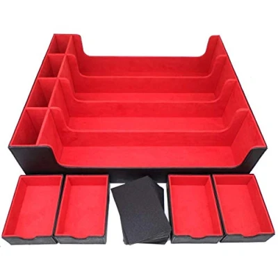 Image of docsmagic.de Premium 4 Row Trading Card Storage Box Black/Red + Trays &amp; Divider MTG PKM YGO