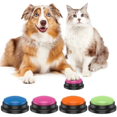 Image of 4 Pcs Dog Buttons Talk Training Recordable Communication Button Colorful Pet Battery Powered Buzzer Train Your To Press Funny Gift for (4pcs)