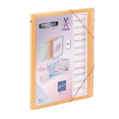 Image of Viquel Propysoft A4 12 Compartment File Elastic Closure Peach