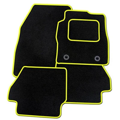 Image of RMSONE GENUINE FULLY TAILORED BLACK CARPET CAR MATS FIESTA 2011&gt; (YELLOW TRIM)