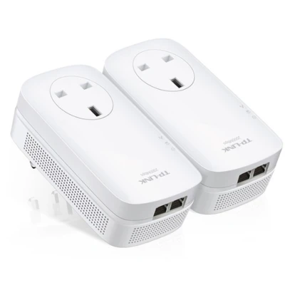 Image of TP Link TL PA9020PKIT 2 Port Gigabit Passthrough Powerline Starter Kit, Data Transfer Speed Up to 2000 Mbps, Ideal for HD Video Streaming and Online Gaming, No Configuration Required, UK Plug