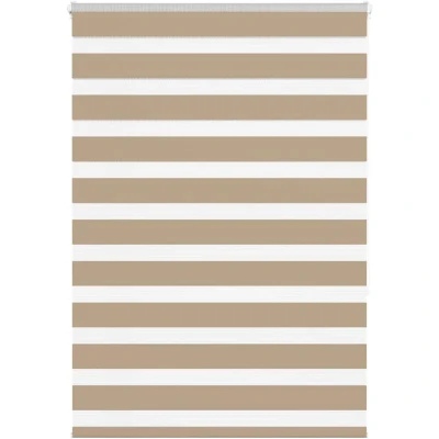 Image of vidaXL Zebra Blind Sand Brown 95x150 cm Fabric Width 90.9 Polyester