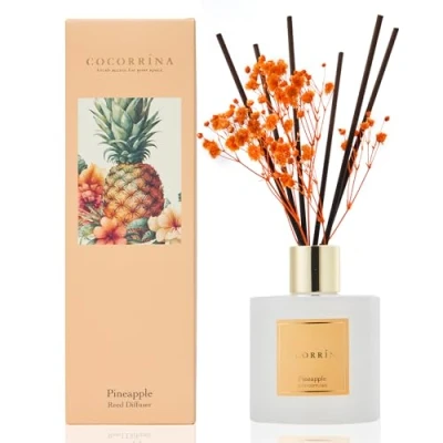 Image of Cocorrína Reed Diffuser Sets 200ml Pineapple with 8 Sticks Home Fragrance for Bedroom Bathroom Living Room, &amp; Office Decor