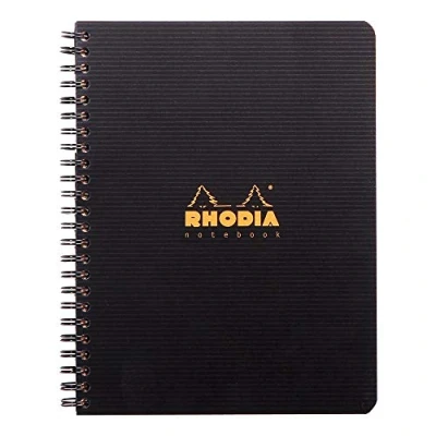 Image of RHODIA 119910C Spiral Notebook (Full Bound) Black A5+ Small Tiles 160 Detachable pages Perf. 6 Holes Clairefontaine Paper 90g Polypro Cover (Plastic) Rhodiactive