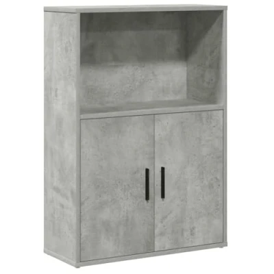 Image of vidaXL Bookcase Grey 60x24x85 cm Engineered Wood: Stylish Freestanding Bookshelf for Home/Office, Modern Design, Ample Storage Shelf &amp; Cabinet.