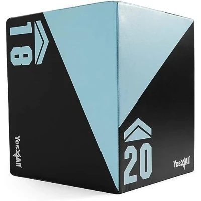 Image of Yes4All Unisex 9pry Foam Plyo Box Plyometric Platform for Jump Training Conditioning, Light Blue, 50.8 x 45.7 40.6 cm UK