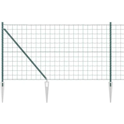 Image of vidaXL Euro Fence with 13 Spike Posts 1x25 m Galvanised Steel Green