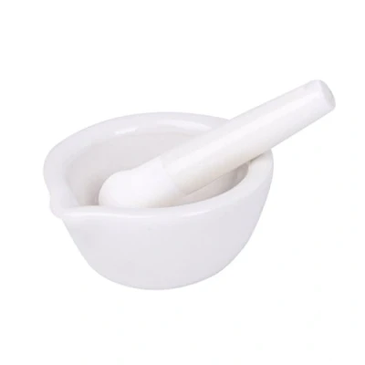 Image of KINTRADE Porcelain Polished White Mortar and Pestle Set 2.3 inch Diameter for Grinding Spices, Herbs, Medicine