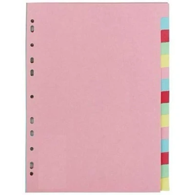 Image of indigo® Dividers A4 Assorted Multipunched Perforated Card Manilla Blank (15 Part, Pack of 1)