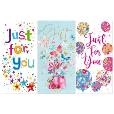 Image of Pack of 6 Money Wallets for Cash Voucher Gifts in 3 Designs Multipack