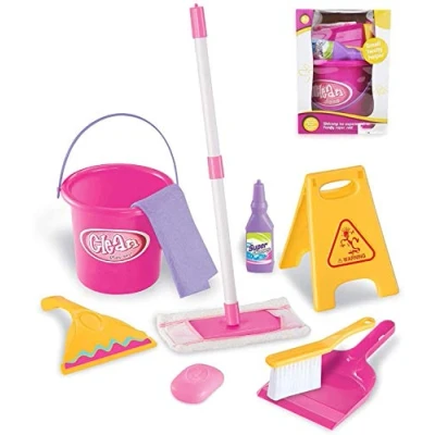 Image of Koolbitz Cleaning Sweeping Play Set Mop Broom Brush Dustpan Childrens Pretend Toy