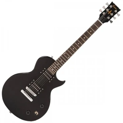 Image of Encore Blaster E90 Electric Guitar Gloss Black Mahogany Body &amp; Neck Double Coil Pickups Online Lessons Included Perfect Beginner