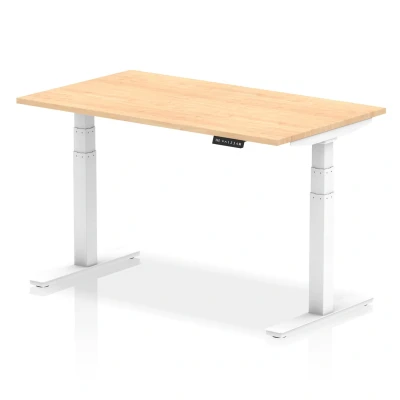 Image of Air 1400/800 Maple Height Adjustable Desk With White Legs HA01034