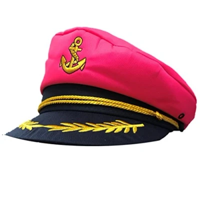 Image of Neon Pink Sailor Captain Hat Fancy Dress Hen Night Stag Do Costume High Seas Navy