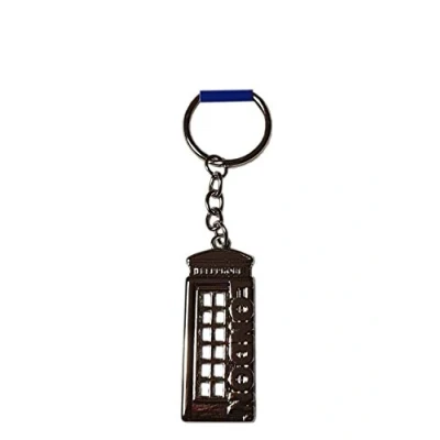 Image of London Telephone Box Metal Keychain Phone Booth Keyring British Souvenir from England UK