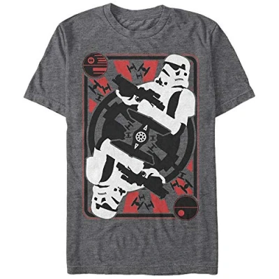 Image of STAR WARS Young Men&#039;s Trooper Card T Shirt, Charcoal Heather, S