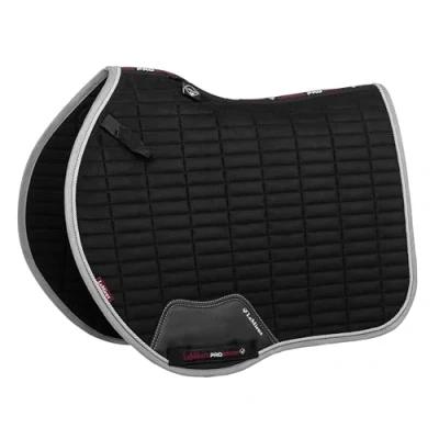 Image of LeMieux Show Jumping Suede EuroJump Square Saddle Pad Pads for Horses Equestrian Riding Equipment and Accessories (Black Large)