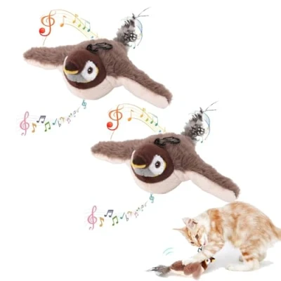 Image of HIMS Flappy Chase Cat Toy, Bird Toy for Cats, Interactive Chirping Flapping Flying Toys Indoor Flapping, Electronic Sparrow*2