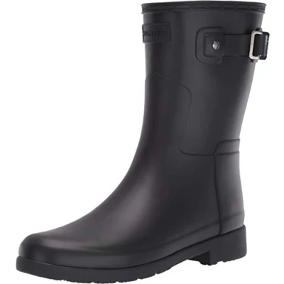 Image of Hunter Womens Boots Refined Slim Fit Short Wellington Mid calf Wellies Rubber UK 8