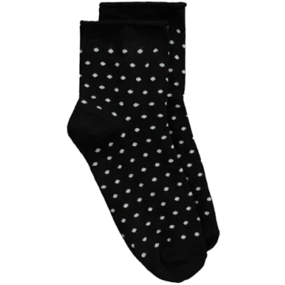 Image of Ulla Popken Women&#039;s Strümpfe mit Rollrand, Punkte Socks, Black, One Size