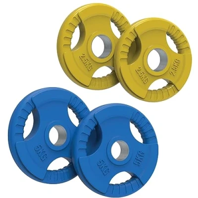 Image of Body Revolution Olympic Weight Plates for 2&quot; Barbells, Rubber Tri Grip Design Powerlifting, Building &amp; Home Gym Strength Training