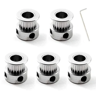 Image of GT2 Aluminum Timing Belt Pulley kit 20 Teeth Bore 8mm and M3 Wrench for 3D Printer 6mm Width (Pack of 5pcs)