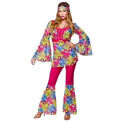 Image of Adult Womens Feelin&#039; Groovy Hippie Fancy Dress Costume X Large (UK 22 24)