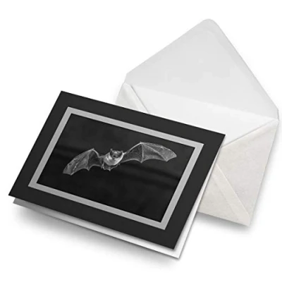 Image of Greeting Cards Black (Insert) BW Pipistrelle Gothic Flying Bat Blank Greetings Card Birthday Kids Party Boys Girls #36647