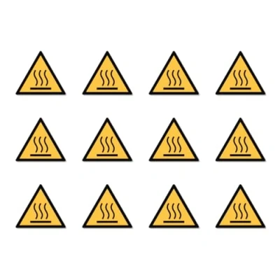 Image of Warning of hot surface: W017 DIN EN ISO 7010 / ASR A1.3 sticker: diameter 2.5 cm, pack 12