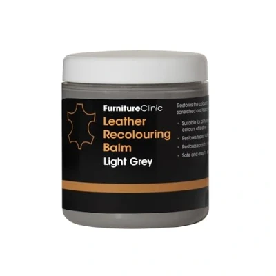 Image of Furniture Clinic Leather Recolouring Balm Colour Restorer for Sofas, Repair Faded &amp; Scratched Upholstery, Car Seats, Shoes and Clothing 16 Colours (Light Grey)