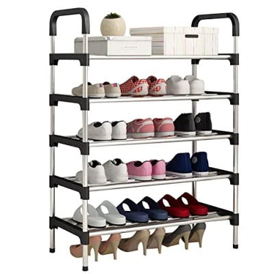 Image of True Face 5 tier shoe Rack Space Saving Storage Organizer Closet Shelf stand for Bedroom Entryway Hallway Heels Trainers Shelves Display Home Quick Tool Free Assembly