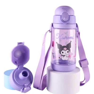 Image of FEIFEI&#039;S BOW Spiderman Water Bottle Reusable Kids 520ml PP with Two Lids Leak Proof Straw Lid BPA Free Drinking (Purple)