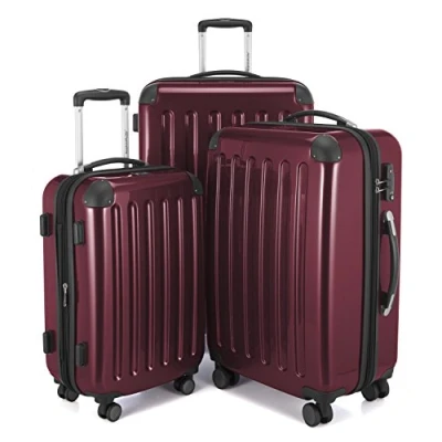 Image of HAUPTSTADTKOFFER Alex Set of 3 Hard side Luggages Trolley Suitces Expandable, TSA, (S, M &amp; L), burgundy