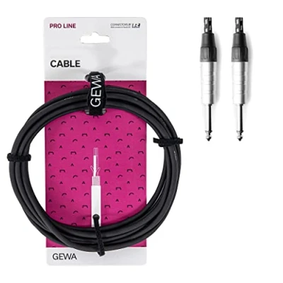 Image of GEWA Instrument cable mono Pro Line 3m jack, black white, 6.3 mm jack 190511