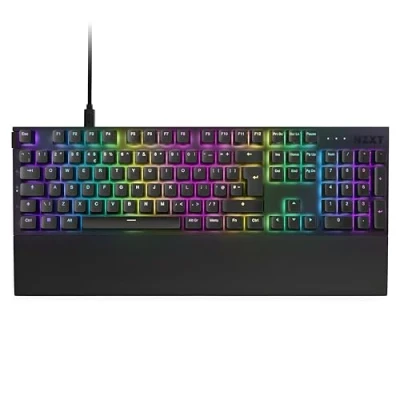 Image of NZXT Function 2 2024 Full Size Optical Gaming Keyboard Illuminated RGB 8K Polling Rate Linear Switches Adjustable Actuation Hot Swappable Wrist Rest Black UK (QWERTY)