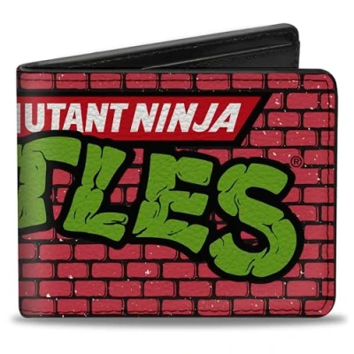 Image of Nickelodeon Wallet, Bifold, Teenage Mutant Ninja Turtles Brick Title Logo, Vegan Leather, 4.0&quot; x 3.5&quot;, Casual