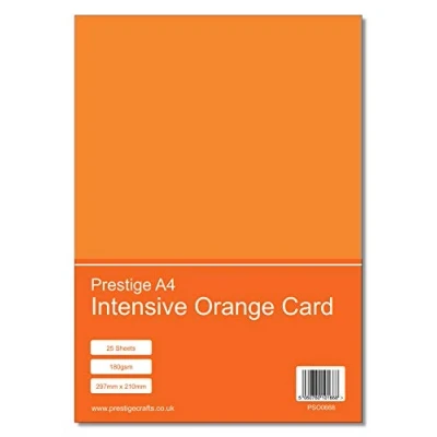 Image of Prestige A4 Intensive Orange Coloured Craft Card 180gsm 25 Sheets per Pack