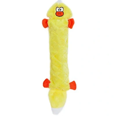 Image of ZippyPaws Jigglerz Tough No Stuffing Squeaky Plush Dog Toy with Crinkle Head and Tail Duck