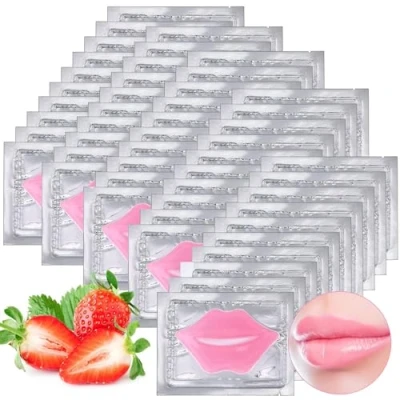 Image of ausurme 25PCS Lip Mask Sheet,Collagen Crystal Masks,Pink Care Pads for Moisturizing Nourishing,Anti Aging &amp; Anti Wrinkle,Lip Gel Patches Dry Lip,Remove Dead Skin