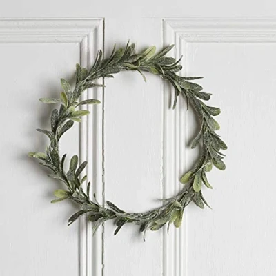 Image of Lights4fun 32cm Frosted Eucalyptus Christmas Wreath Front Door &amp; Indoor Wall Decoration
