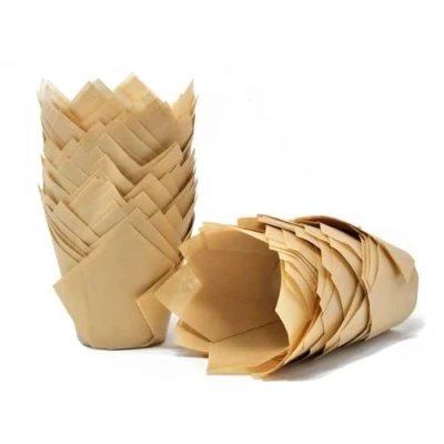 Image of Bakery Direct 50 Standard Size Tulip Muffin Cases Wraps Colour Caramel