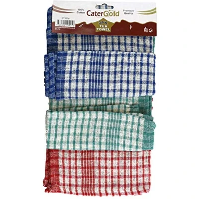 Image of 3 Pcs Cotton Kitchen Tea Towel Absorbent Durable Bar Catering Restaurant Cloth Dish Assorted Colors (5)