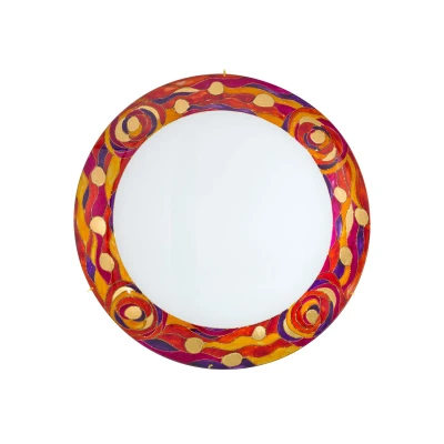 Image of Serena Glass Decorative Flush Ceiling Light 3 24 Carat Gold